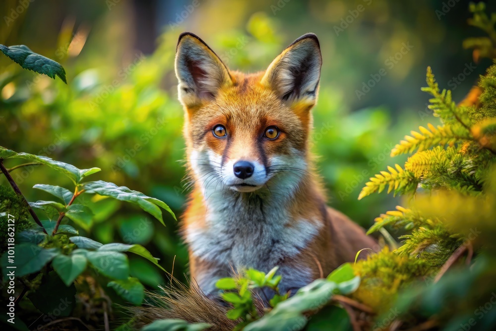 Fototapeta premium Beautiful Fox in Nature Captured in a Square Format, Perfect for Wildlife and Nature Themes