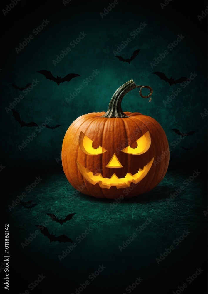 Halloween pumpkin on dark horror background Halloween pumpkin on dark horror background