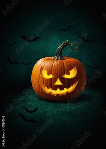 Halloween pumpkin on dark horror background