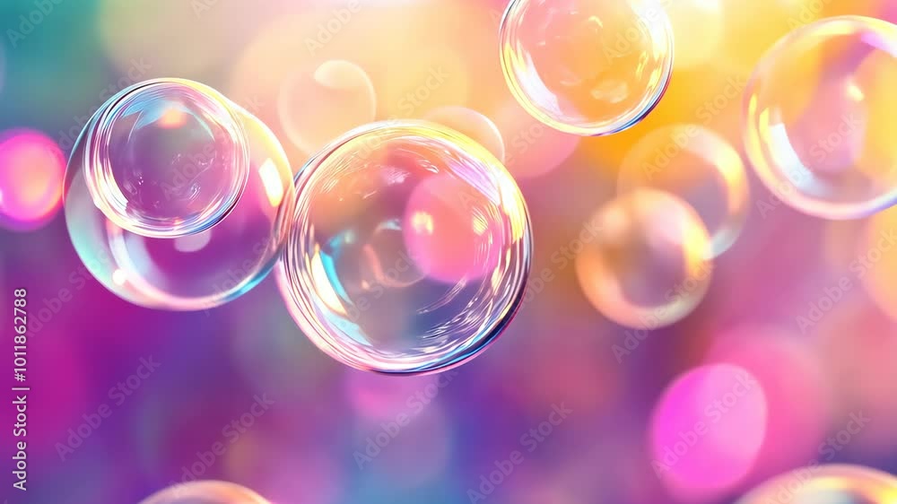 Soap bubbles floating against colorful bokeh background, dreamy and playful vibe Soap bubbles floating against colorful bokeh background, dreamy and playful vibe
