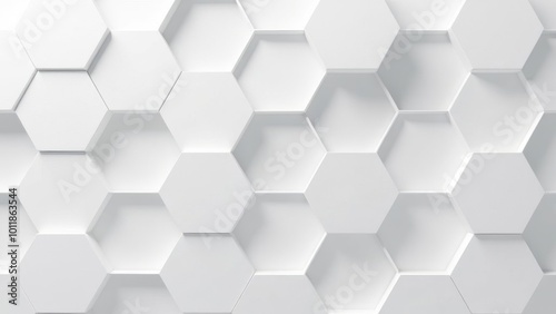 Background with white hexagons 3D rendering.