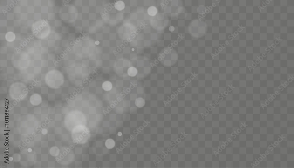 Shining bokeh isolated on transparent background. Christmas concept