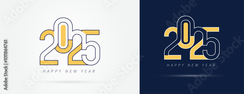 Happy new year 2025 design. Colorful truncated number illustrations. Premium vector design for poster, banner, greeting and new year 2025 celebration.