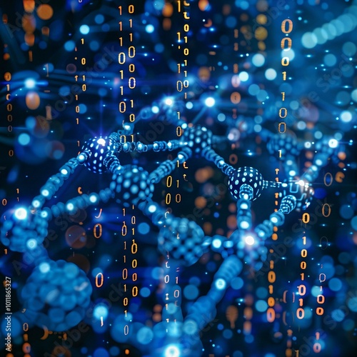 Futuristic Data Flow and Molecular Research Visualization