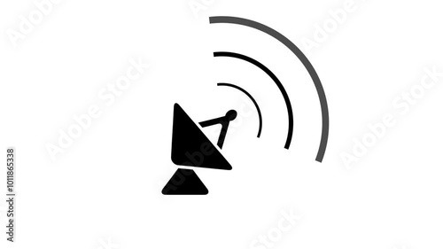 Animated signal symbol. Antenna icon animation, simple logotype antenna Line icon, radio waves, radio ground,antenna line wave animation.