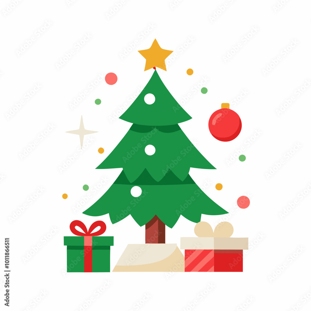 Fototapeta premium Christmas design elements line art vector illustration