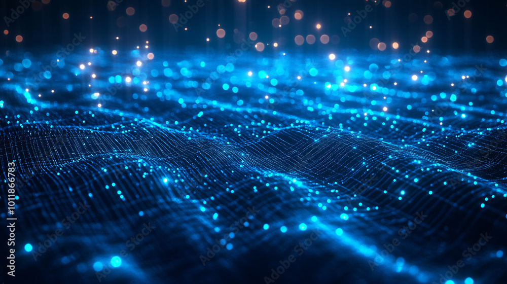 A blue grid with glowing lines on a dark background, a futuristic digital landscape background A blue grid with glowing lines on a dark background, a futuristic digital landscape background