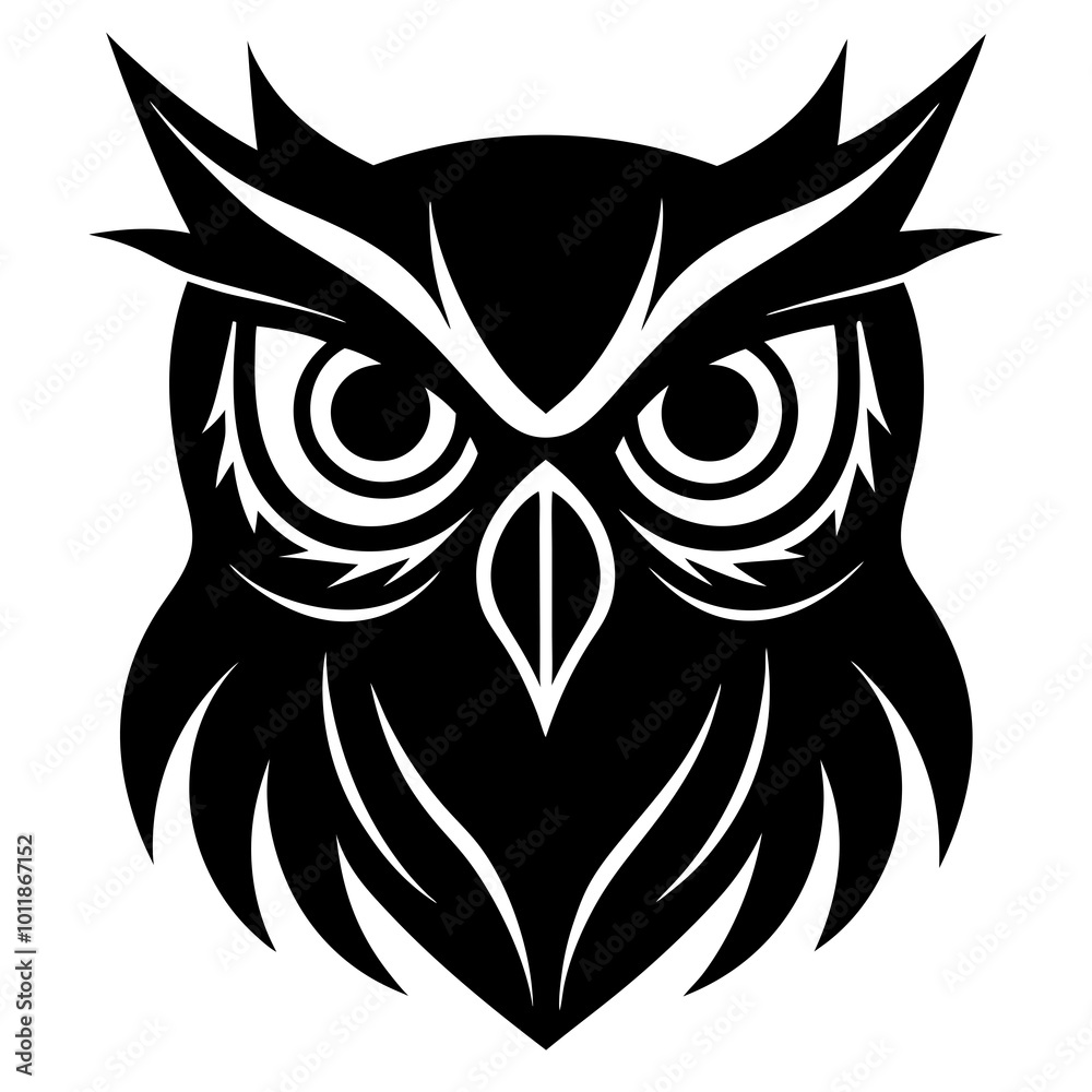 Owl head silhouette vector illustration Owl head silhouette vector illustration
