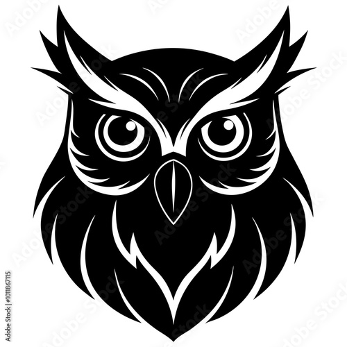 Owl head silhouette vector illustration