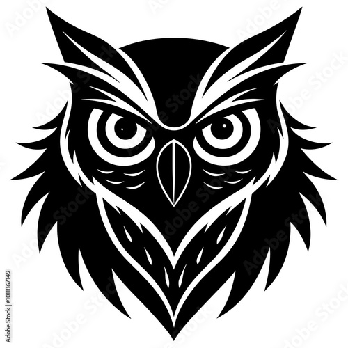 Owl head silhouette vector illustration