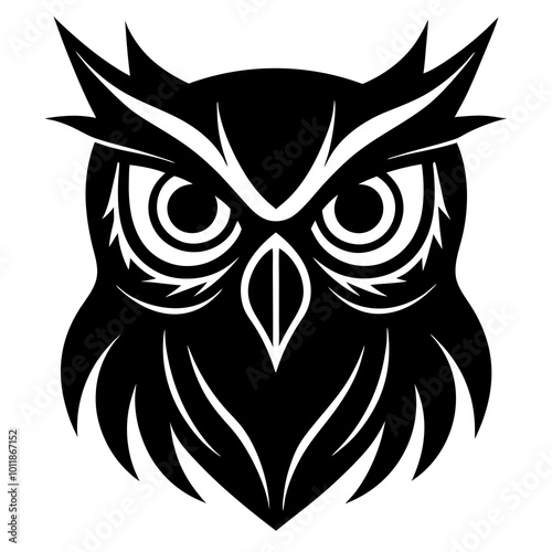 Owl head silhouette vector illustration