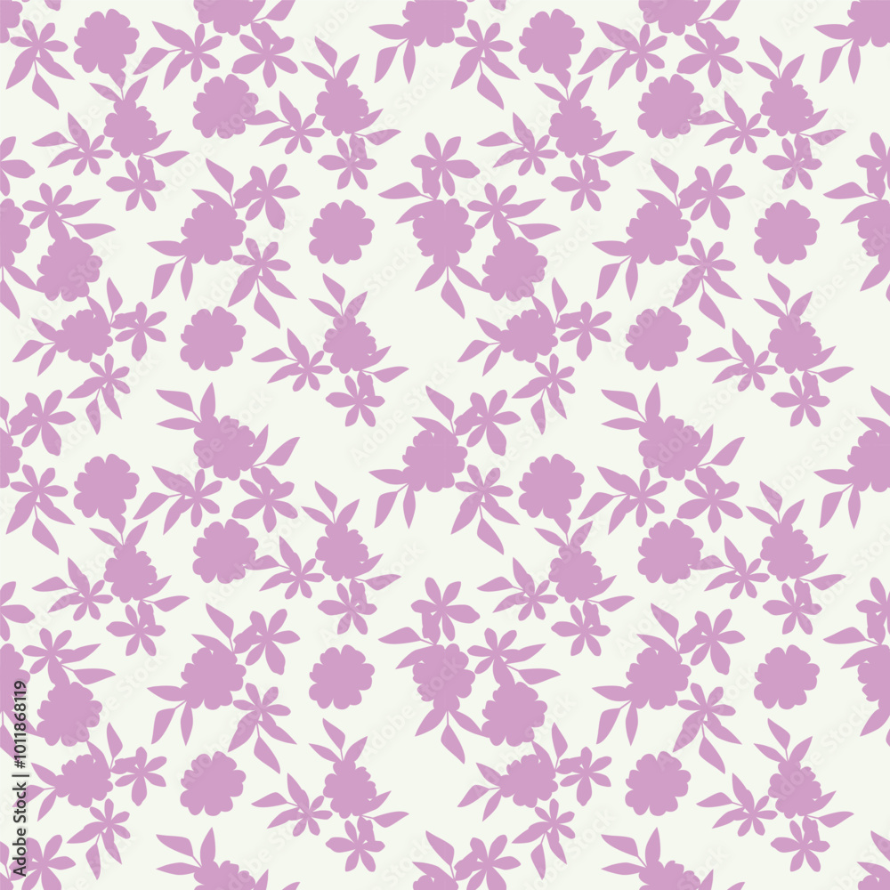 Obraz premium White background vector seamless pattern with delicate flowers for textile and fabric print and other uses.