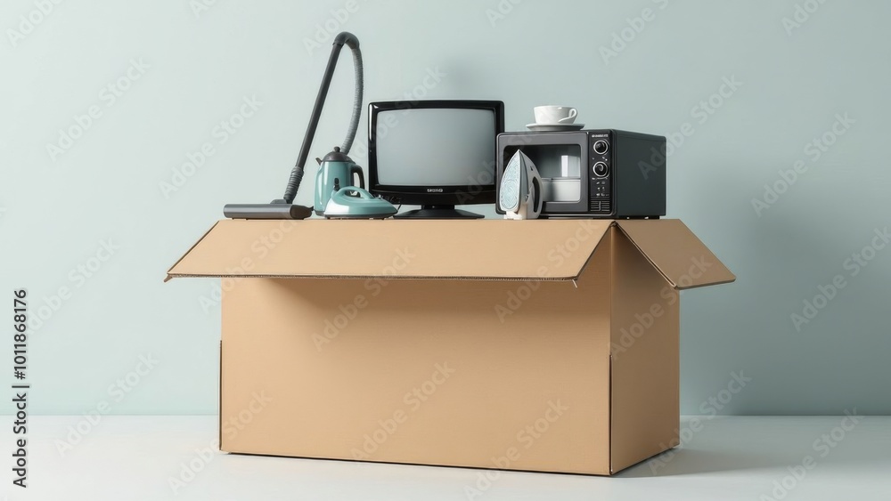 Household appliances on a white background.