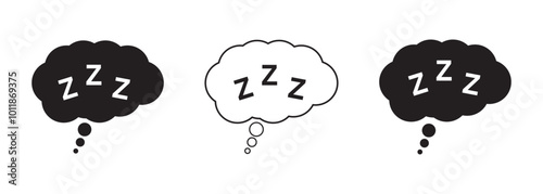 zzz speech bubble icon set in two styles . Sleeping bubble with zzz icon vector .