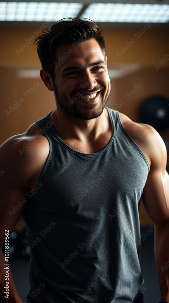 Smiling man in practice room gym room Ultra realistic Photorealistic Cinematic photography Smiling man in practice room gym room Ultra realistic Photorealistic Cinematic photography