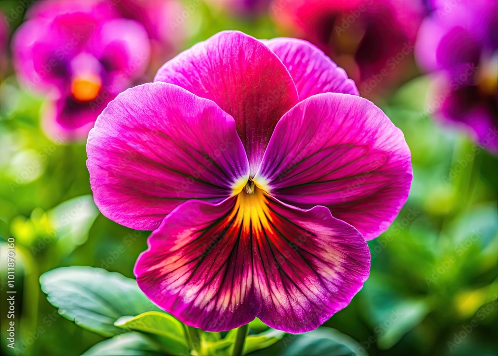 Fototapeta premium Beautiful Pink Pansy Flower Blooming in a Garden Setting, Perfect for Spring and Floral Themes