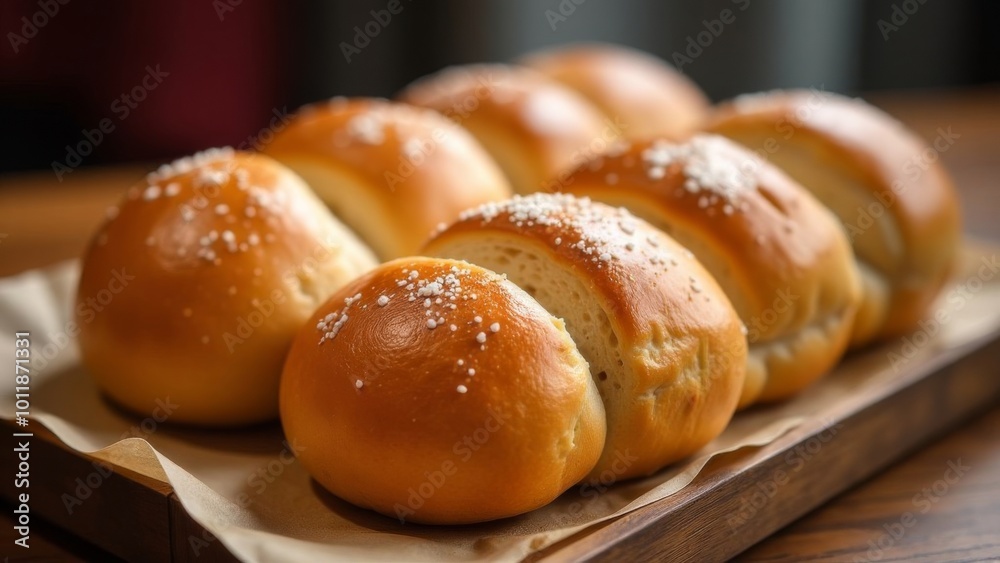 Freshly baked bread with steam on a wooden table. Freshly baked bread with steam on a wooden table.
