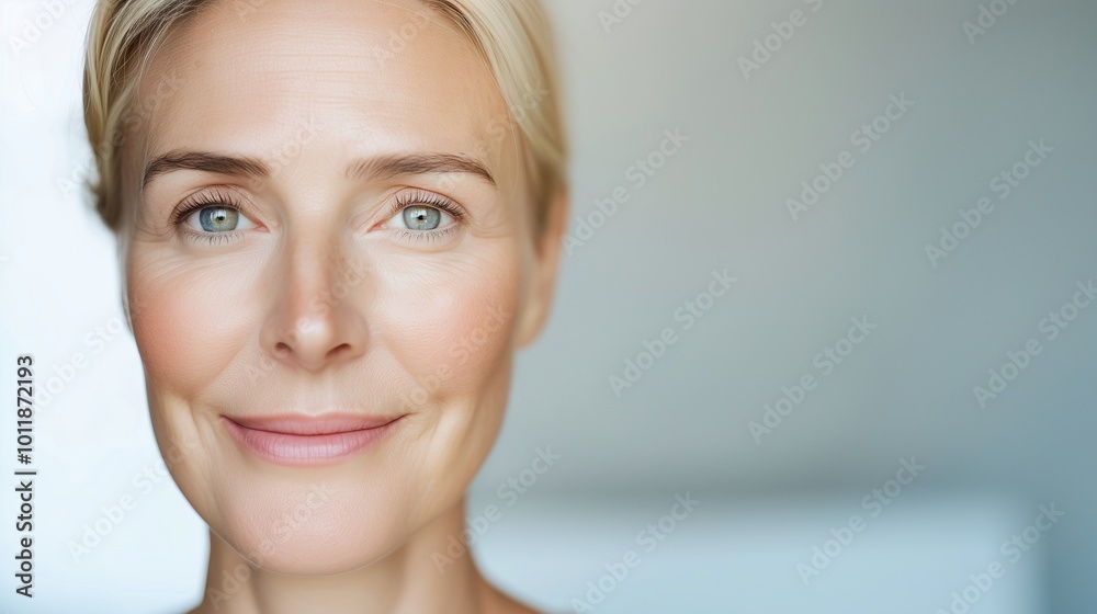 Portrait elderly woman with wrinkles and fine lines. middle-aged woman, content for clinic and cosmetology service, beauty poster Portrait elderly woman with wrinkles and fine lines. middle-aged woman, content for clinic and cosmetology service, beauty poster