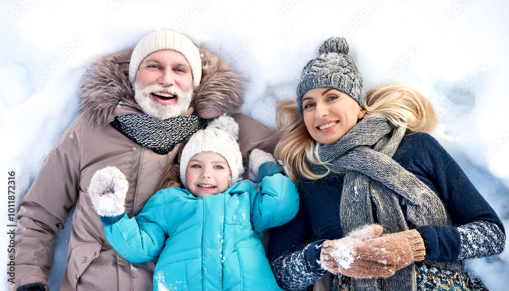 Grosseltern mit Enkel im Schnee Grosseltern mit Enkel im Schnee