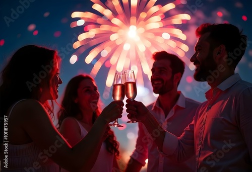 group of people celebrating new year photo