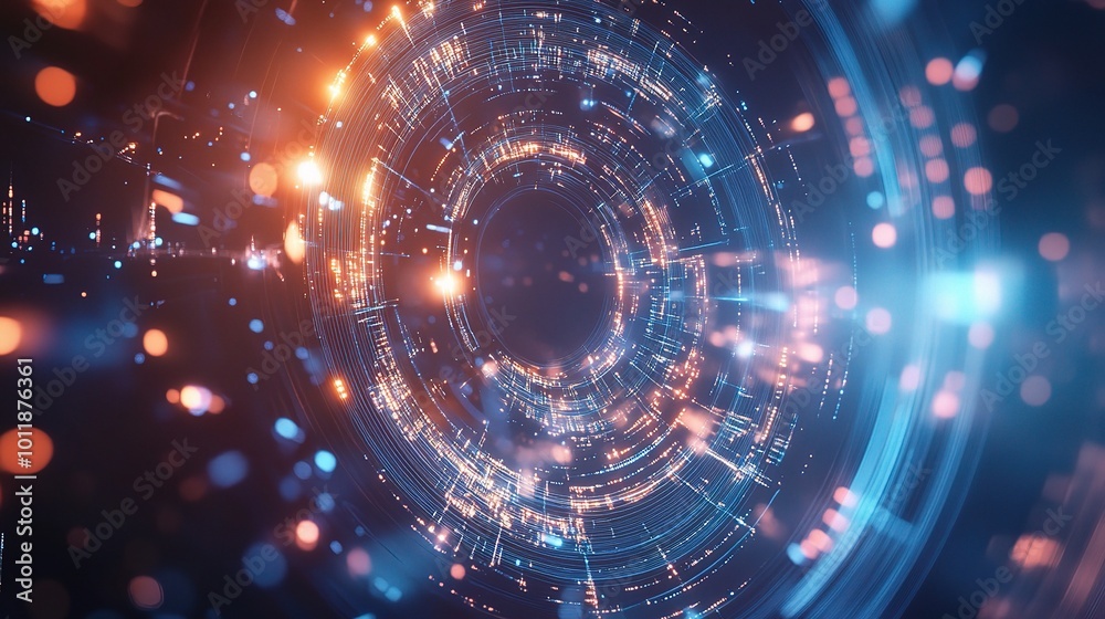Obraz premium Abstract Circular Digital Design with Colorful Lights