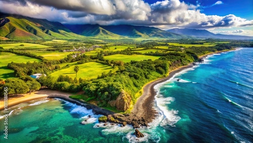 Breathtaking Aerial View of Maui Hawaii Showcasing Lush Landscapes and Stunning Coastal Beauty