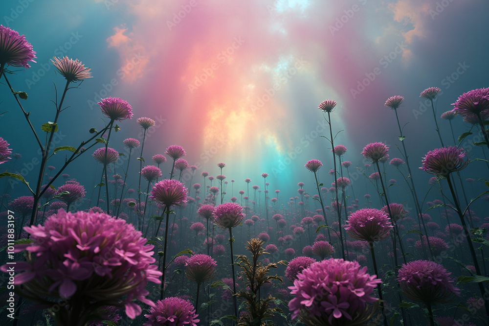 Obraz premium Surreal dreamy plant mood scape vision of ethereal colors and smoky visions art photos