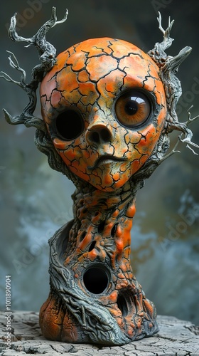 Surreal Sculpture of a Creature with Tree Branches photo