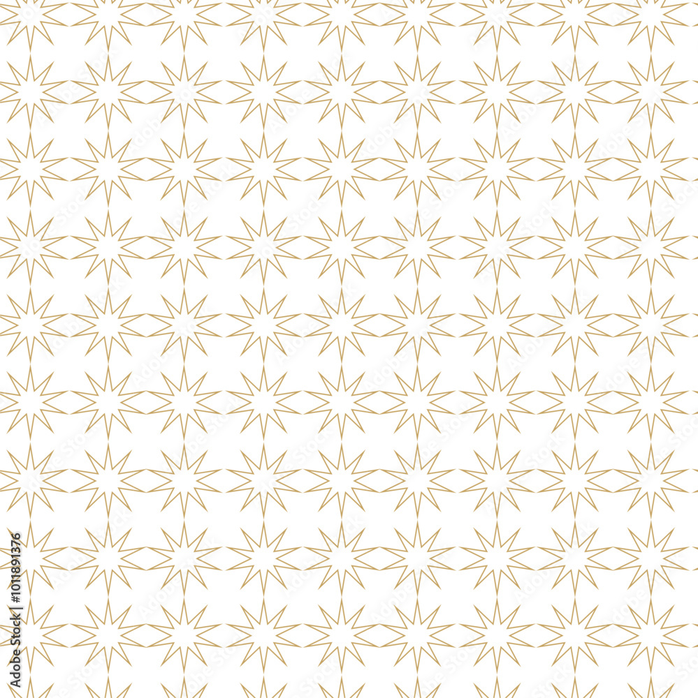 Abstract geometric pattern with circles, crosses, stripes, lines. Seamless vector background. White and gold ornament. Modern reticulated graphic design. Abstract geometric pattern with circles, crosses, stripes, lines. Seamless vector background. White and gold ornament. Modern reticulated graphic design.