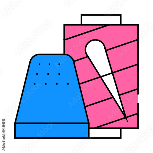 thimble with thread line icon vector. thimble with thread sign. isolated symbol illustration