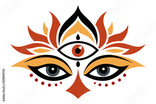 Stunning Vector Illustration of Maa Durga Capturing Her Divine Essence and Grace
