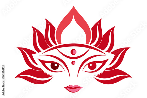 Captivating Vector Illustration of Maa Durga's Eye Full of Symbolism and Elegance
