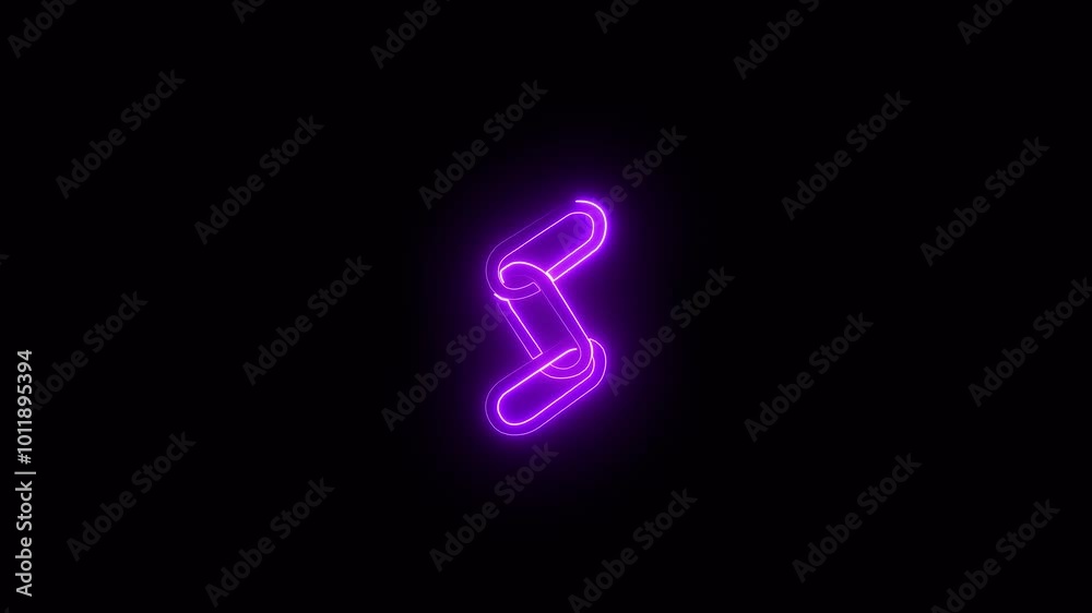 Neon Chain link shape icon . The chain goes up. Neon Chain link shape icon . The chain goes up.