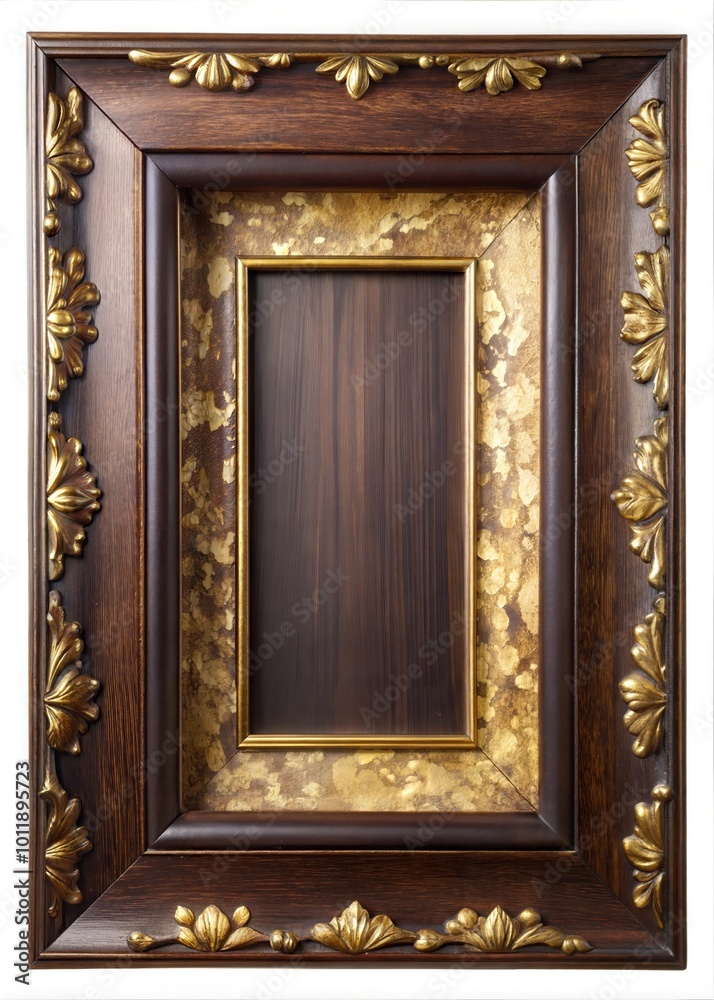 Obraz premium Versatile Solid Wood Picture Frame with Gold Leaf: Custom Photo, Art, and Wall Display Options for Every Decor Style with blank copyspace background
