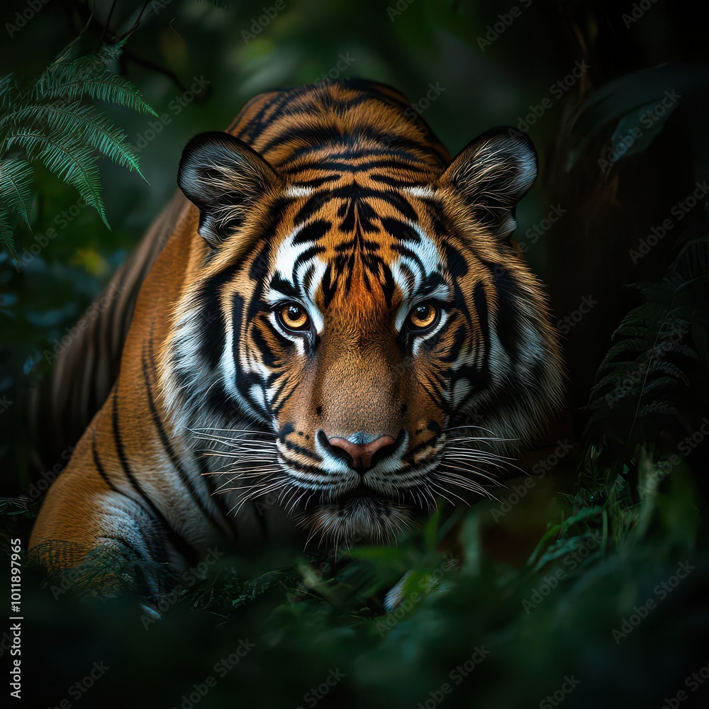Majestic Tiger in Jungle Habitat Majestic Tiger in Jungle Habitat