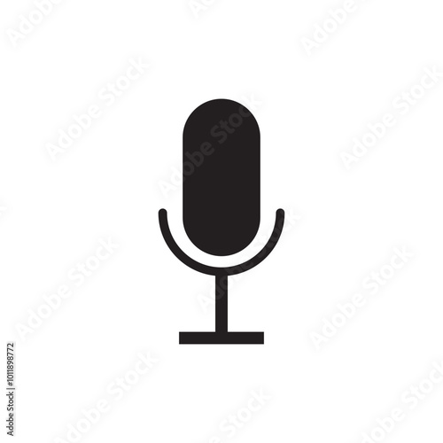 Black retro vintage silhouette microphone icon and vector illustration