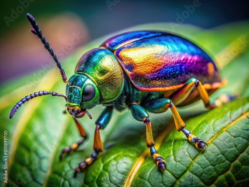 Captivating Beetle in Motion: A Close-Up of a Vibrant Beetle Taking Flight Through Nature