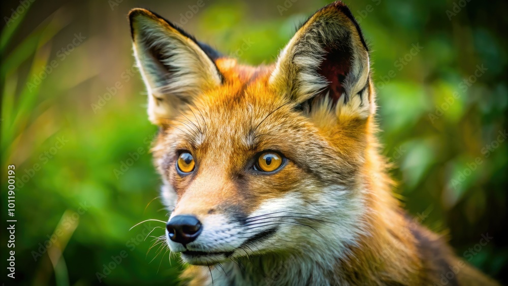 Fototapeta premium A Close-Up of a Fox with Mange, Highlighting Its Unique Features and Distressed Appearance in Nature
