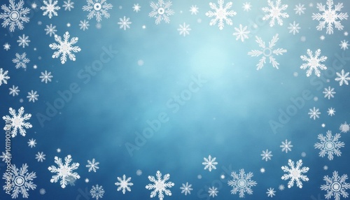 background with snowflakes in blue tones with space for text - Image