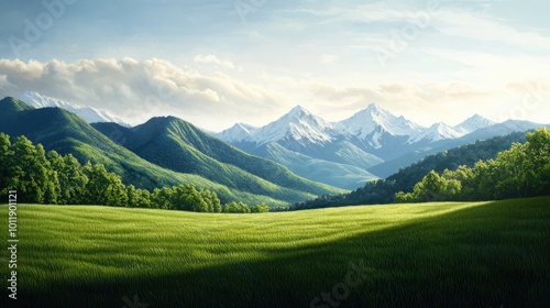 Serene Mountain Landscape in Hyper Realistic Style
