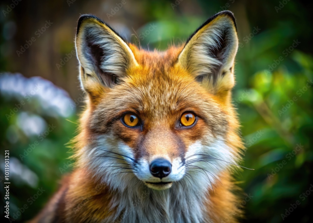 Obraz premium Captivating Close-Up Portrait of a Wild Fox in Natural Habitat with Striking Orange Fur and Eyes