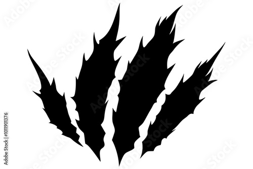 Claw mark vector silhouette set. Claws beast ripped marks.