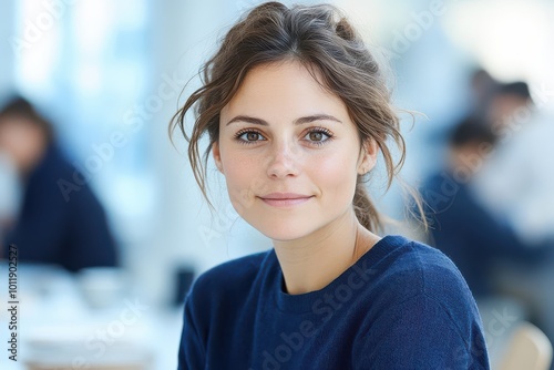 Portrait of a young woman sitting in an office environment