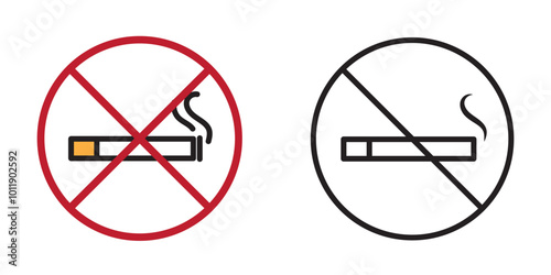 set of no smoking icon, no smoking sign, smoking prohibition sign vector illustration