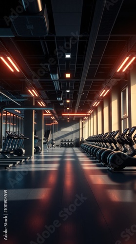 Obraz na płótnie Interior of a modern fitness hall gym room Ultra realistic Photorealistic Cinematic photography w salonie