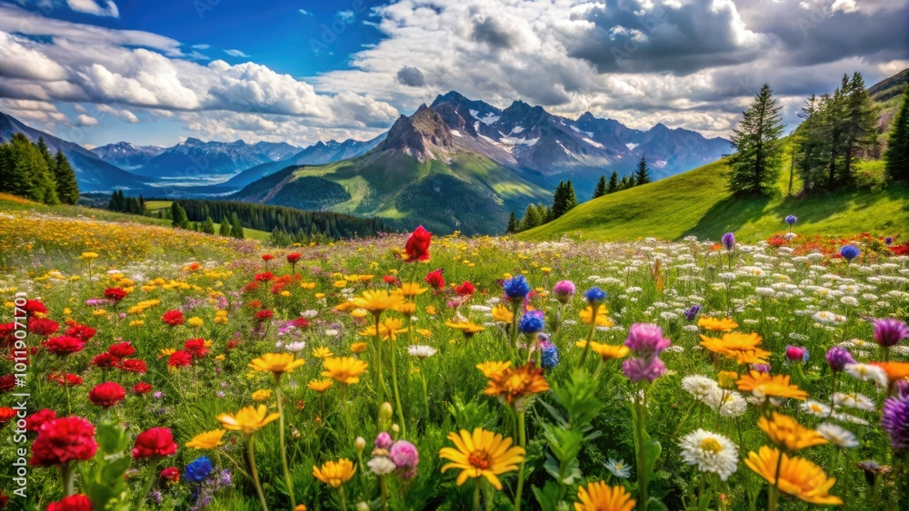 A picturesque meadow bursts with colorful wildflowers, dancing in the warm sunshine beneath a canopy of clear blue skies, creating a stunning natural landscape. A picturesque meadow bursts with colorful wildflowers, dancing in the warm sunshine beneath a canopy of clear blue skies, creating a stunning natural landscape.