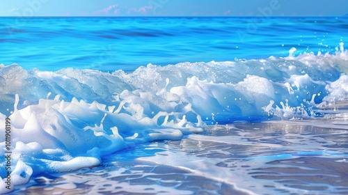 beautiful photo of blue water flowing in waves with white foam in a ocean --no text and people, human --chaos 10 --ar 16:9 Job ID: 14d3d035-0c88-43e6-a809-7229c04638f2