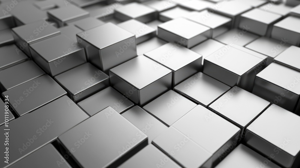 Sleek Grey Cuboids Arranged for a Cutting-Edge Tech Background. Futuristic 3D Rendering. Sleek Grey Cuboids Arranged for a Cutting-Edge Tech Background. Futuristic 3D Rendering.