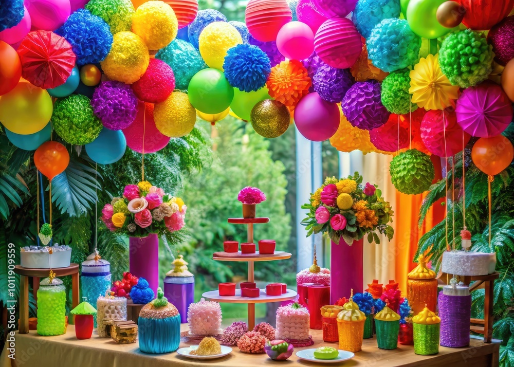 Fototapeta premium Celebrating a Milestone: Colorful Decorations for a Fun and Festive 20th Birthday Celebration