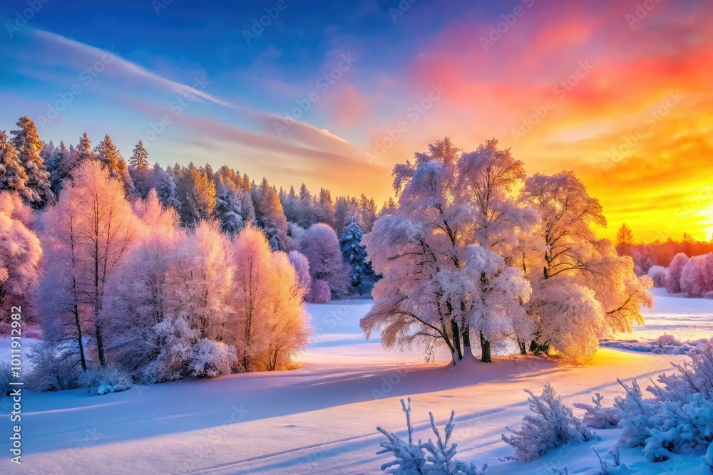 A tranquil winter scene featuring snow-laden trees and a frosty backdrop, perfect for capturing the serene beauty of the season in your decor. A tranquil winter scene featuring snow-laden trees and a frosty backdrop, perfect for capturing the serene beauty of the season in your decor.